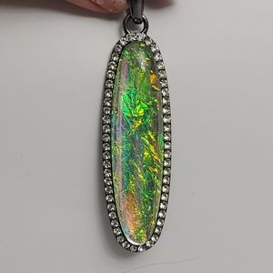 Long Iridescent Rhinestone Pendant